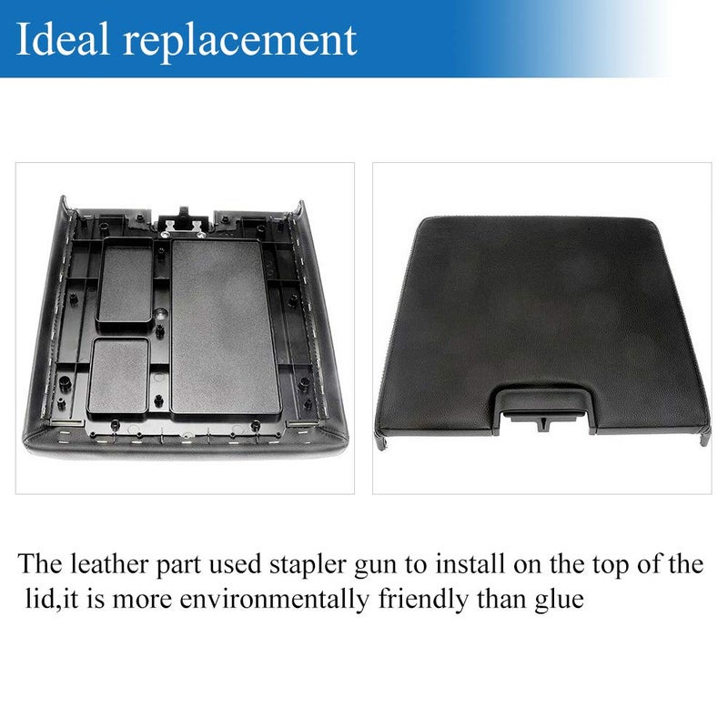VeCarTech Center Console Lid Kit with Latch Compatible with 2007-2013 Chevy Tahoe/Avalanche/2008-2014 Silverado/GMC Yukon(XL)/Sierra 1500/2500/3500 Center Console Cover Repair Kit OEM 20864151(Black) - Image 4